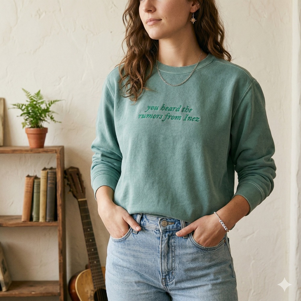 Taylor Swift Folklore Sweatshirt Womens Small Green Inez Rumors Embroidered Folk